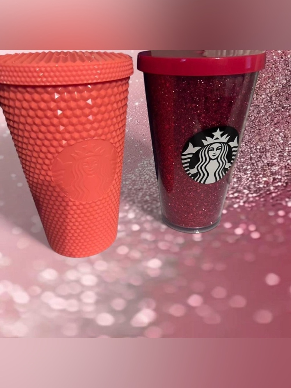 Starbucks Coral and Pink Reusable Tumbler Pair